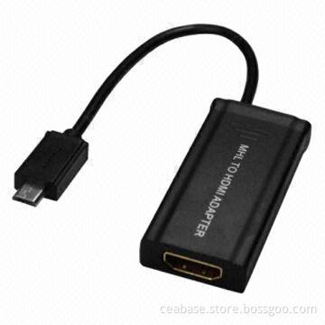 MHL Cable Assembly with Mobile High-definition Link Adapter, 1,080 Pixels Resolution